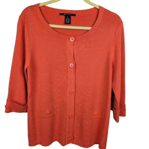 89th & Madison Rayon Nylon Button-Down Cardigan 3/4 Sleeve Size Medium - Picture 10 of 10